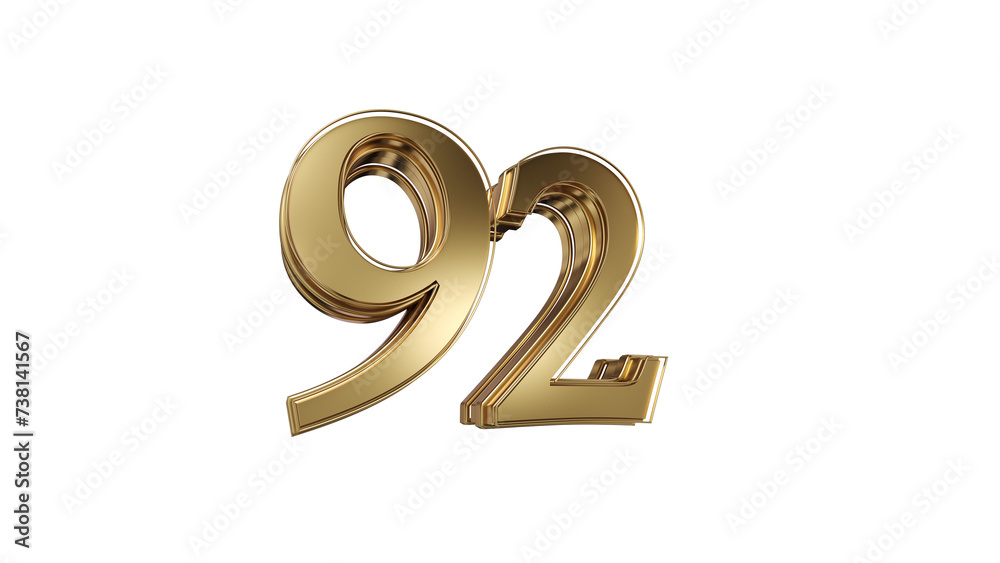 Sticker 3d number 92gold 3d numbers element for design