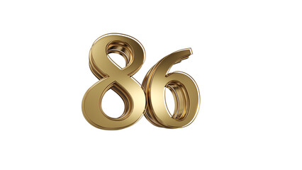 3d number 86gold 3d numbers element for design