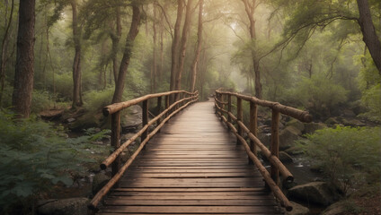 Obraz premium wooden bridge in the forest