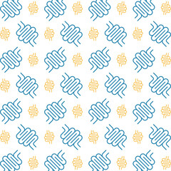 Intestine icon trendy repeating pattern blue yellow beautiful vector illustration background