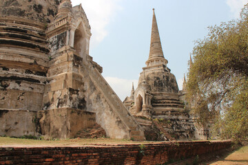 ruined temple (wat phra si sanphet) in ayutthaya in thailand