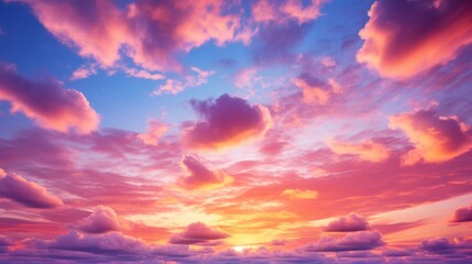 Naklejka na ściany i meble A Vivid Sunset Sky with Pink and Blue Hues