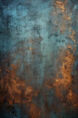 Blue and copper abstract background with a rough grunge texture