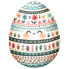 Cute watercolor easter egg clipart with transparent backgroound