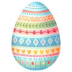 Cute watercolor easter egg clipart with transparent backgroound