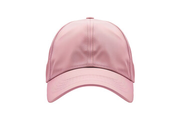 Pink baseball cap mockup front view, white background isolated PNG