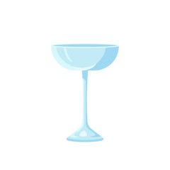 Glass for alcohol and non alcohol drinks in flat style on white background for icons, webs, apps