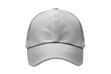 sliver baseball cap mockup front view, white background isolated PNG
