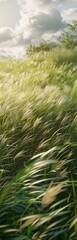 Obraz premium field go decorative grass on a windy day 