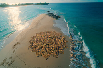 Magical Dawn Ethereal Mandala on the Seashore