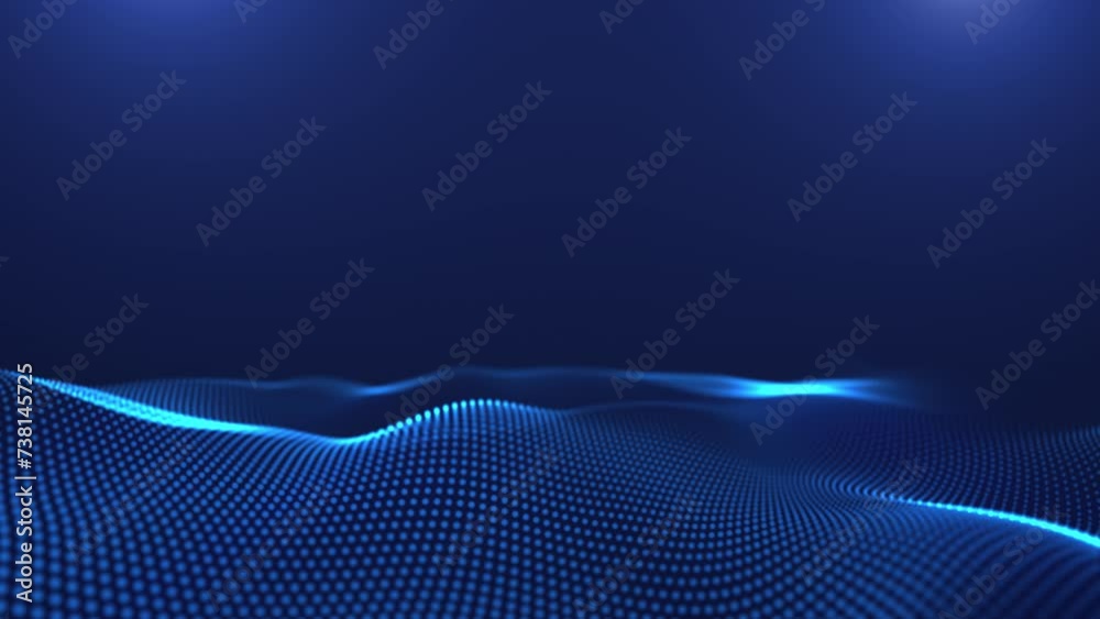 Wall mural Abstract digital particle wave and lights background ,animation cyber or technology background.