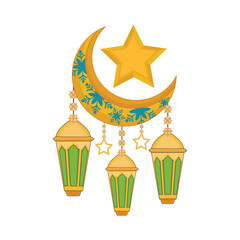 lantern islamic with moon illustration