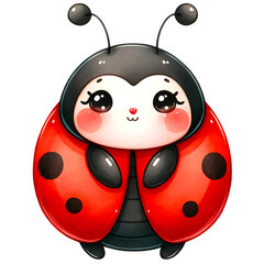 Cute ladybug watercolor clipart with transparent background