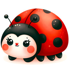 Cute ladybug watercolor clipart with transparent background