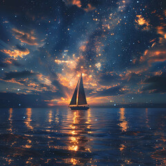 Serene Sailing under a Starry Sky: A Nautical Twilight Adventure