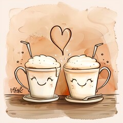 cute cafe latte couple