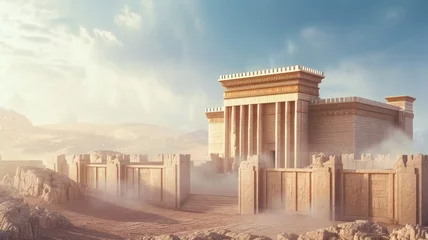 Velvet curtains Place of worship Destruction of the Jerusalem temple by the Roman Empire Generative AI Illustration