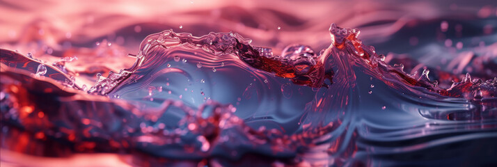 A close up view of a wave at sunset