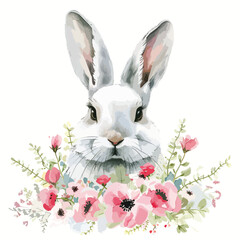 Watercolor bunny white easter rabbit spring bunny