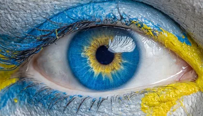 Fototapeten human eye painted yellow and blue © Dan Marsh