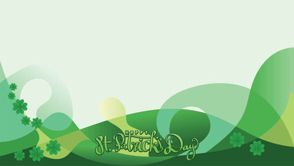 happy st patricks day. floral of shamrock clover leaf and hand drawn title. in green bastract background With Copy Space Area vector illustration template