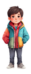 Cute little boy wearing multicolor jacket tee sirt design