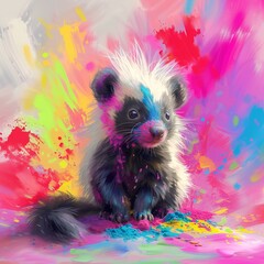 skunk with colour background