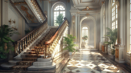 beautiful stairs in the interior of the palace 