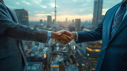 Foto op Plexiglas スーツのビジネスマンが握手 © Hiroyuki