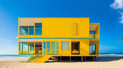 colorful beach house,  Double Story Container Haven