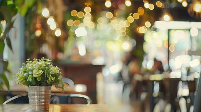 Blur coffee shop or cafe restaurant with abstract bokeh light image background.For montage product display or design key visual layout