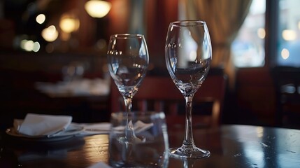 Empty glasses in restaurant