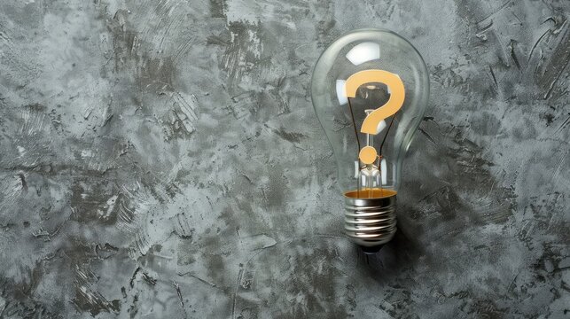 bulb with question mark on grey color background