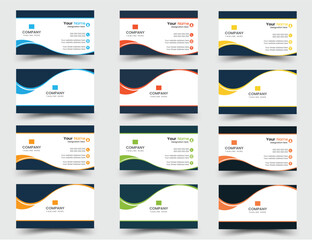 Set of modern corporate business card templates. Simple and clean design, collection of 6 horizontal Business card template design.
