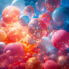 Vibrant Celebration Balloons in a Joyous Sky