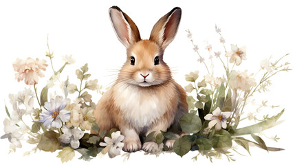 Fototapeta premium Playful Rabbit Clipart: Whimsical Spring Illustration for Easter Celebrations, Cartoon Animal with Joyful Holiday Vibe