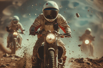 Extreme athlete Sport Motorcycles Raceing on race track - obrazy, fototapety, plakaty