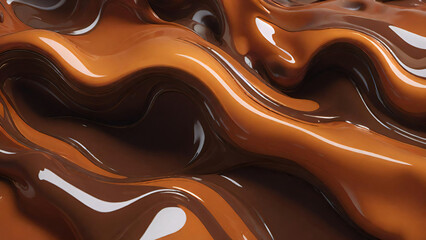 Close-up view of fluid chocolate and caramel