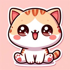 illustrated cute cartoon cat sitting sticker