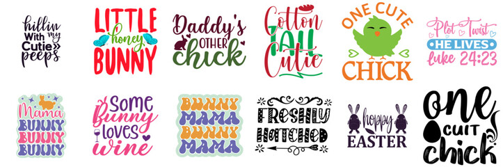 Vibrant Easter Sunday Phrase Collection Vector Illustration for Infographic, Printable, Greeting Card