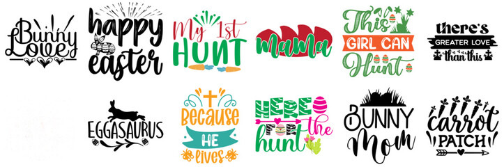 Cute Easter Hand Lettering Bundle Vector Illustration for Poster, Printing Press, Mug Design