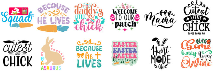 Minimal Easter and Holiday Invitation Set Vector Illustration for Logo, Sticker, Gift Card