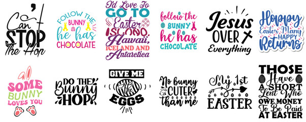 Vibrant Easter Calligraphy Set Vector Illustration for Bookmark, T-Shirt Design, Vouchers