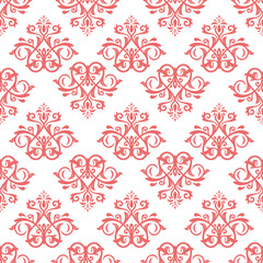 Classic seamless pattern. Damask orient red and white ornament. Classic vintage background. Orient pattern for fabric, wallpapers and packaging