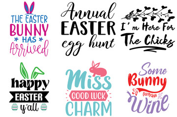 Colourful Easter and Spring Typography Collection Vector Illustration for Printable, Social Media Post, Postcard