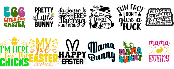 Vibrant Easter and Holiday Calligraphic Lettering Collection Vector Illustration for Newsletter, Stationery, Gift Card