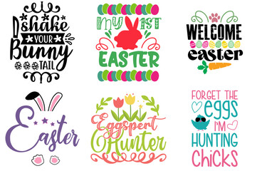 Creative Easter Day Typography Set Vector Illustration for Gift Card, Wrapping Paper, Book Cover