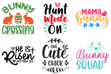 Elegant Easter Hand Lettering Bundle Vector Illustration for Stationery, T-Shirt Design, Decal