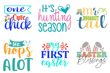 Colourful Easter and Spring Invitation Collection Vector Illustration for T-Shirt Design, Printable, Decal