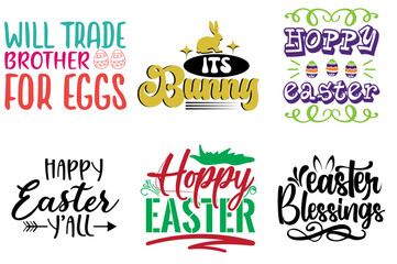 Simple Easter and Spring Typography Bundle Vector Illustration for Icon, Packaging, Newsletter